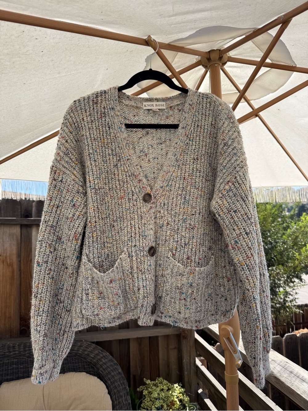 Knox Rose Cream Multi-Fleck Button Front Cardigan